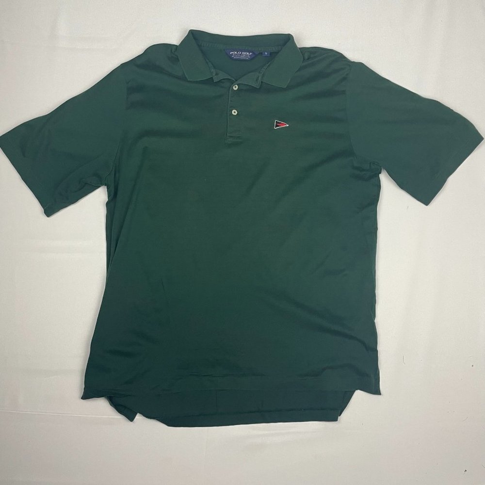 Ralph Lauren Polo Golf Vintage Shirt Size Large Green Stripe Short Sleeve Pima